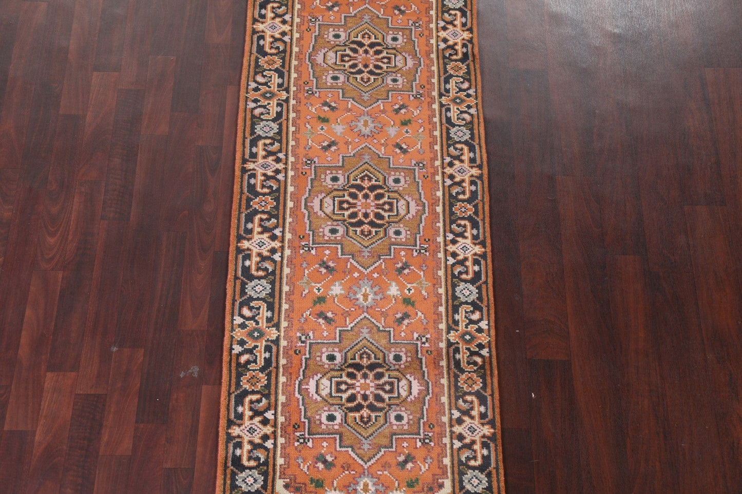 Hand-Knotted Heriz Oriental Runner Rug 3x8