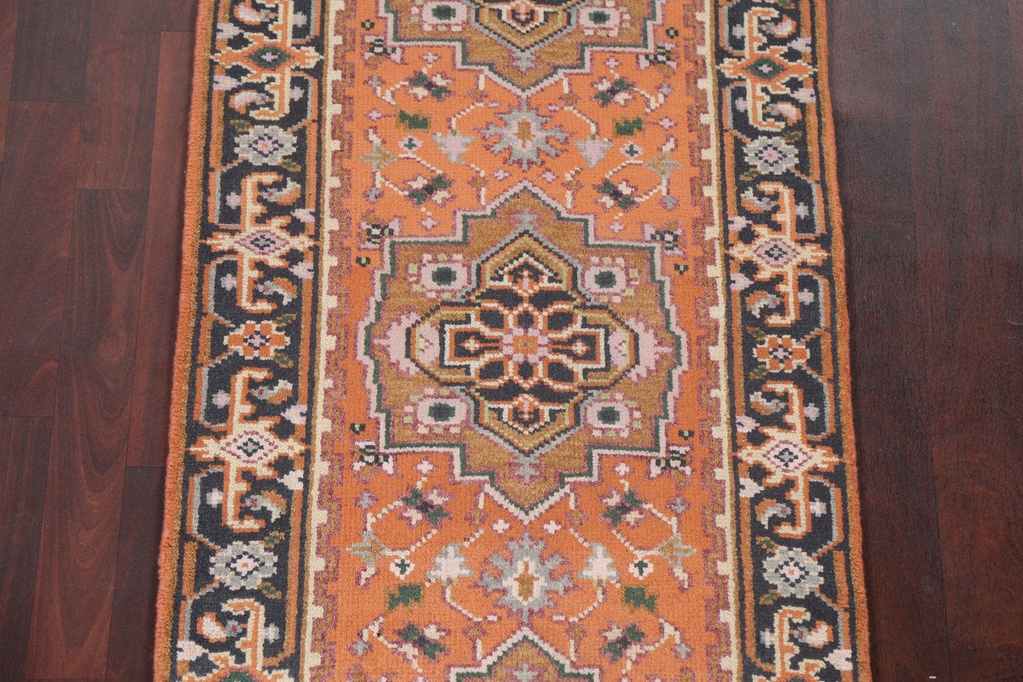 Hand-Knotted Heriz Oriental Runner Rug 3x8