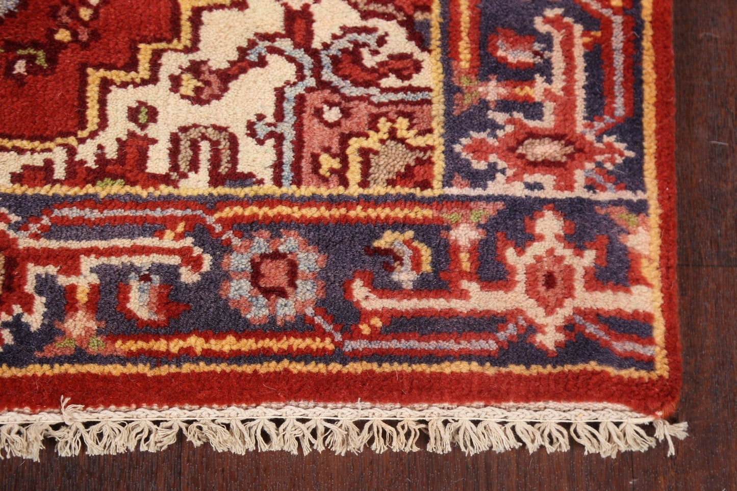 Red Wool Heriz Oriental Runner Rug 3x8