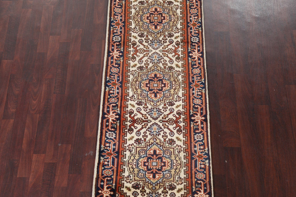 Handmade Wool Heriz Oriental Runner Rug 3x8