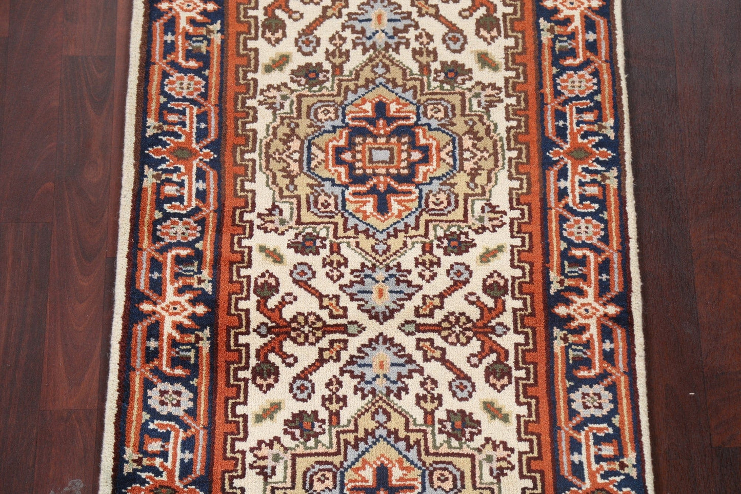 Handmade Wool Heriz Oriental Runner Rug 3x8