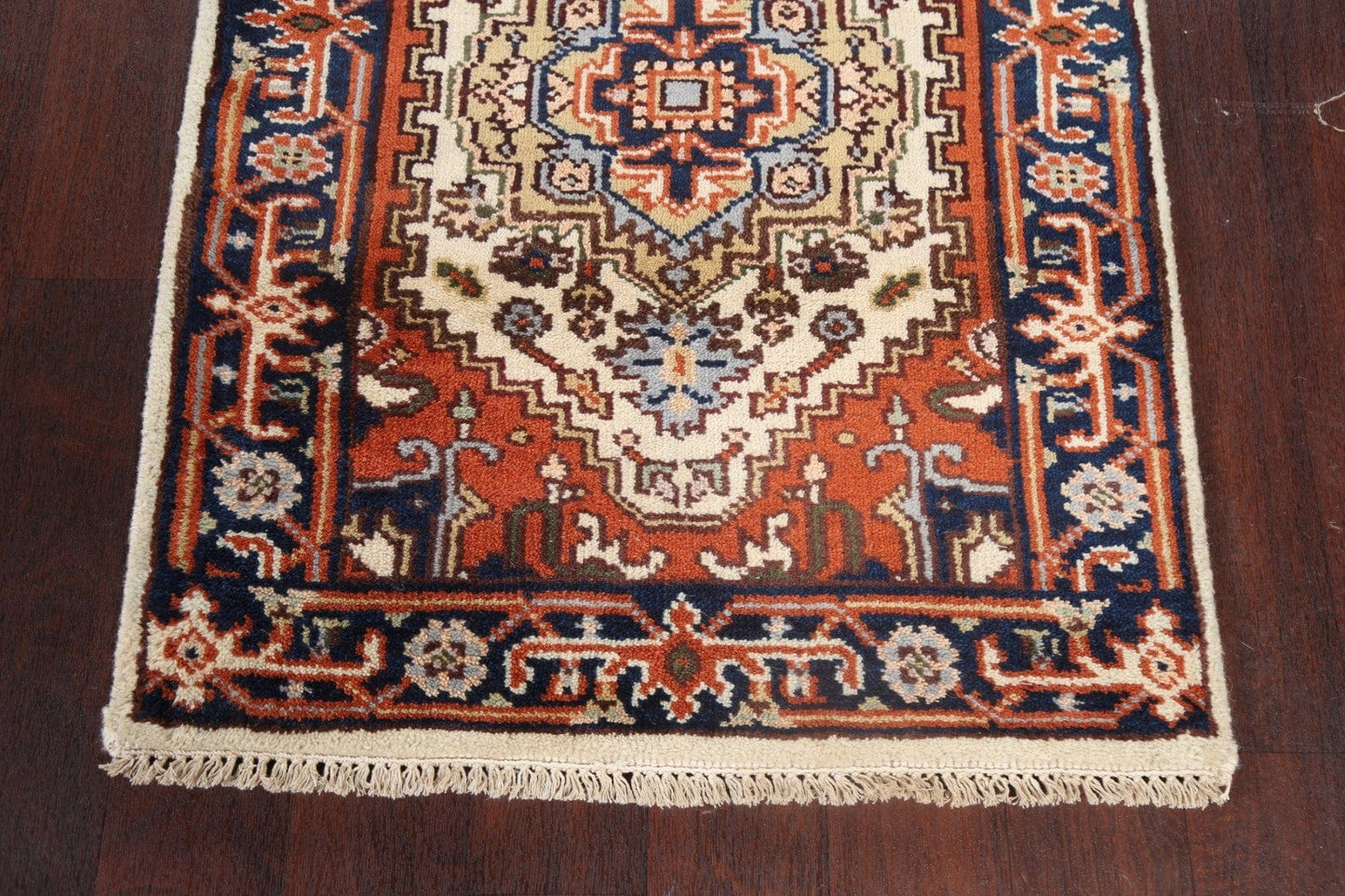 Handmade Wool Heriz Oriental Runner Rug 3x8