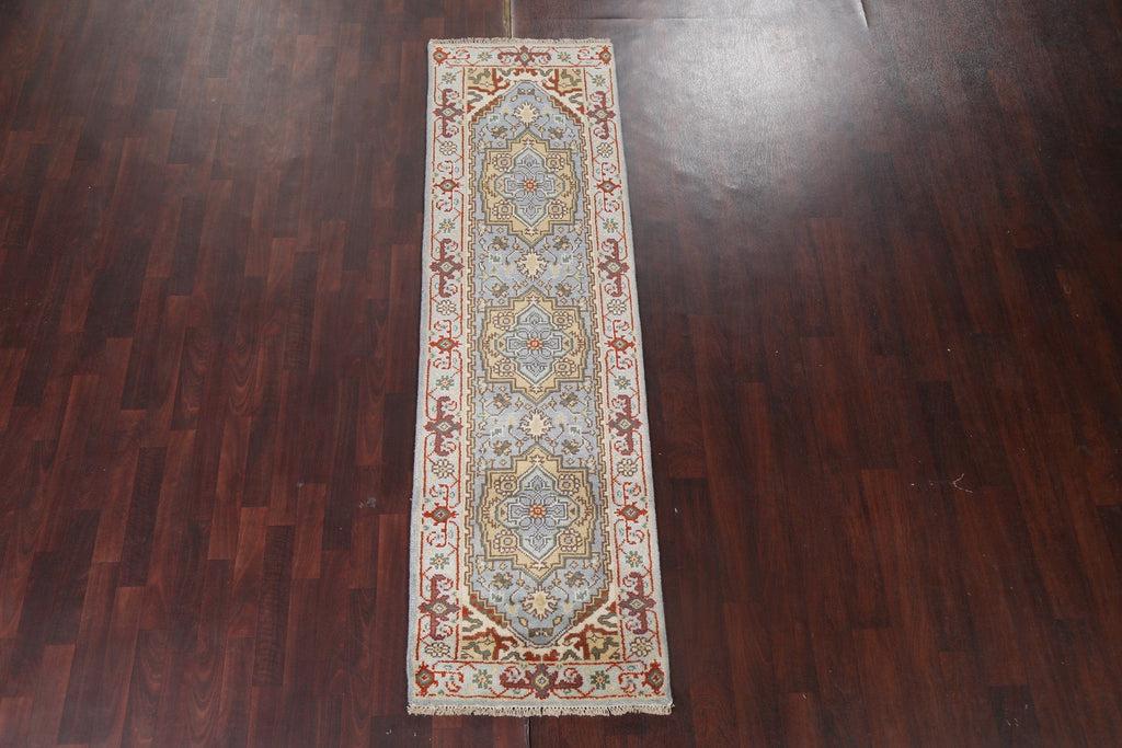 Handmade Wool Heriz Oriental Runner Rug 3x8