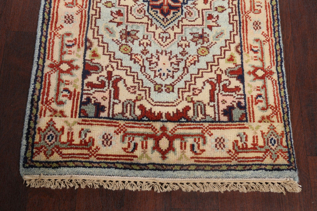 Hand-Knotted Light Blue Heriz Oriental Wool Rug 3x6