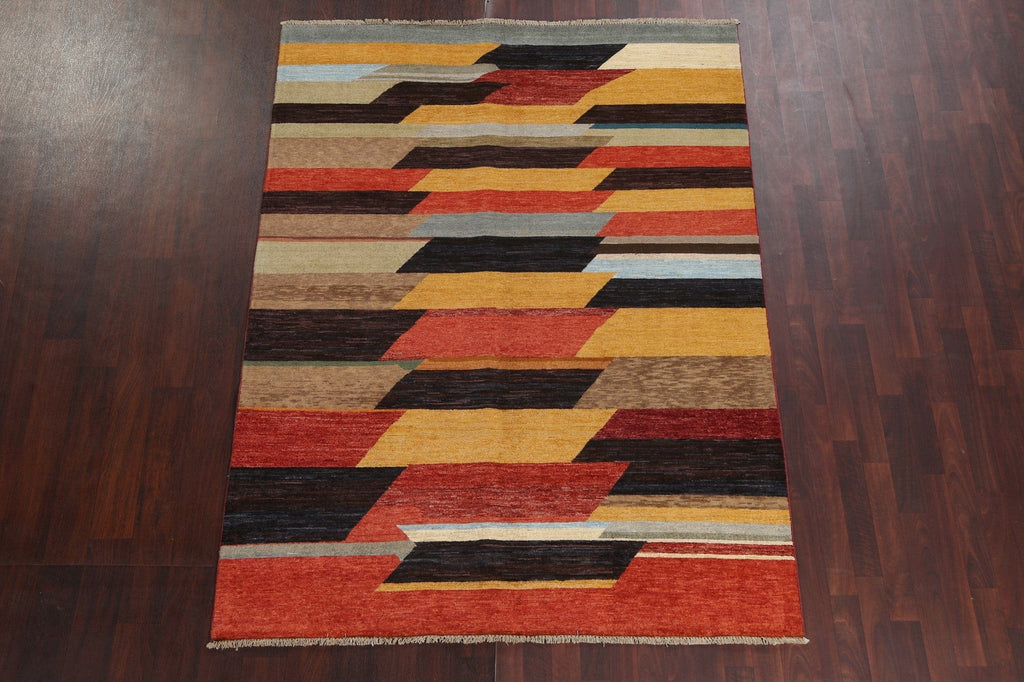 Contemporary Gabbeh Kashkoli Oriental Area Rug 6x8