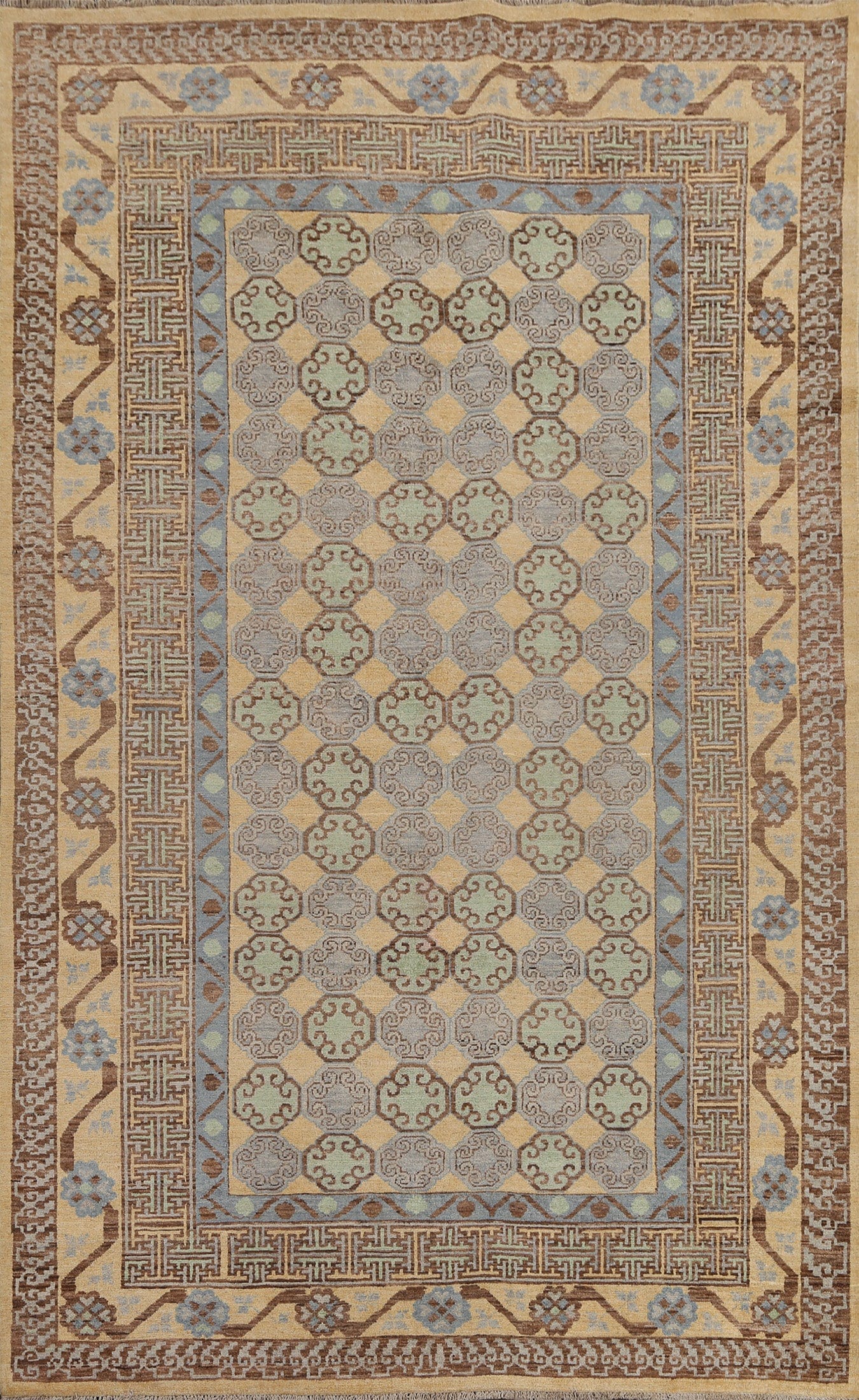 Vegetable Dye Wool Khotan Oriental Area Rug 6x10