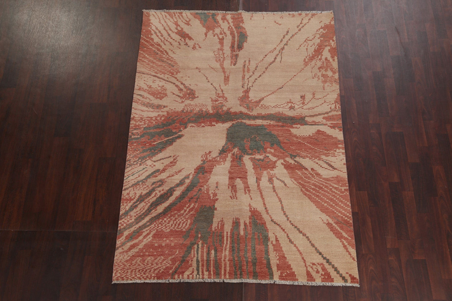 Hand-Knotted Wool Abstract Oriental Area Rug 5x8