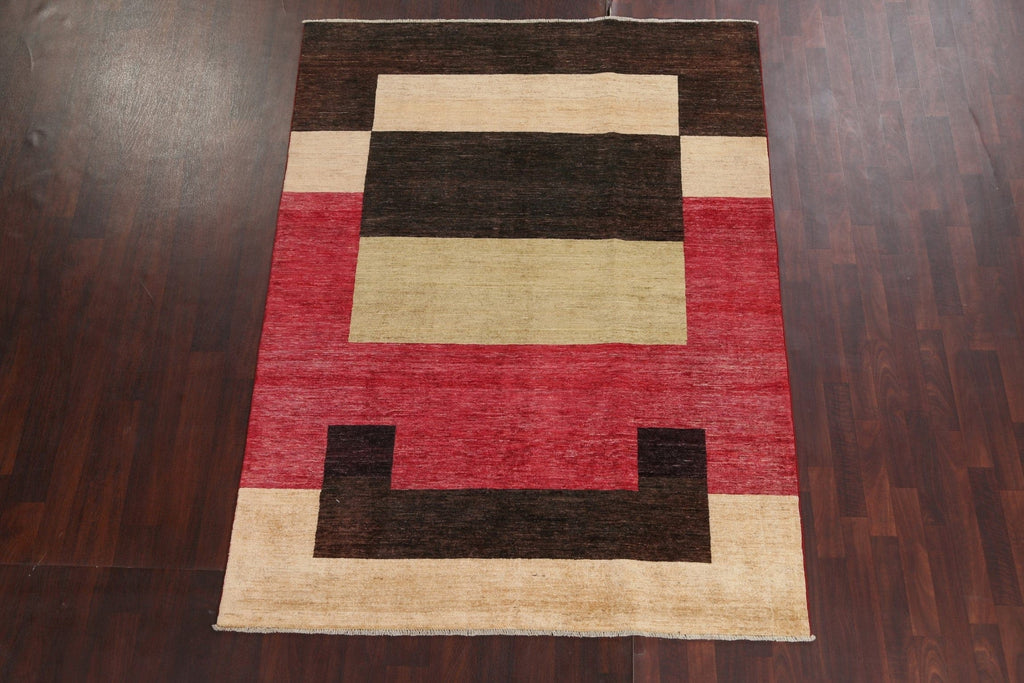 Modern Geometric Gabbeh Kashkoli Oriental Rug 6x8