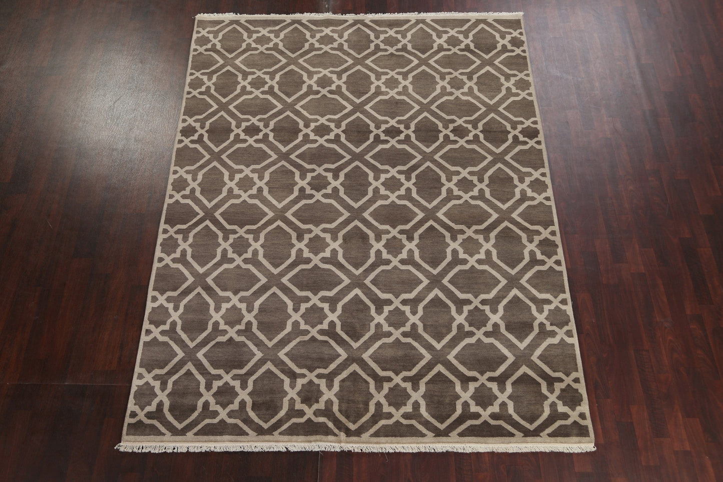 Brown Geometric Modern Oriental Area Rug 8x10