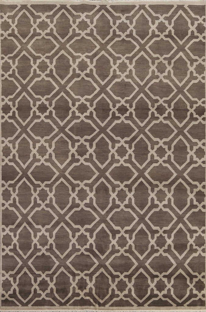 Brown Geometric Modern Oriental Area Rug 8x10