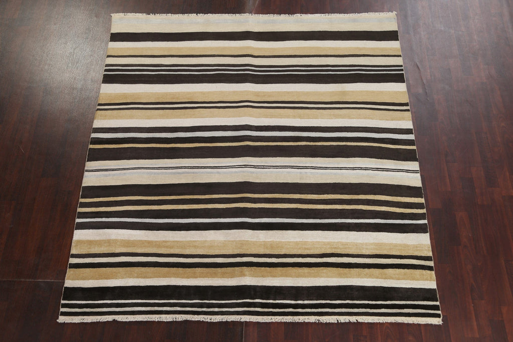 Striped Wool Modern Oriental Square Rug 8x8