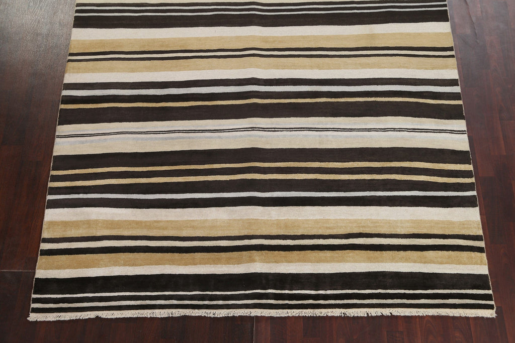 Striped Wool Modern Oriental Square Rug 8x8