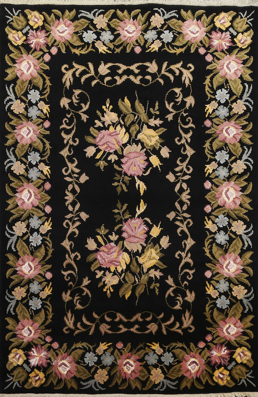 Vegetable Dye Wool/ Silk Aubusson Oriental Area Rug 7x10