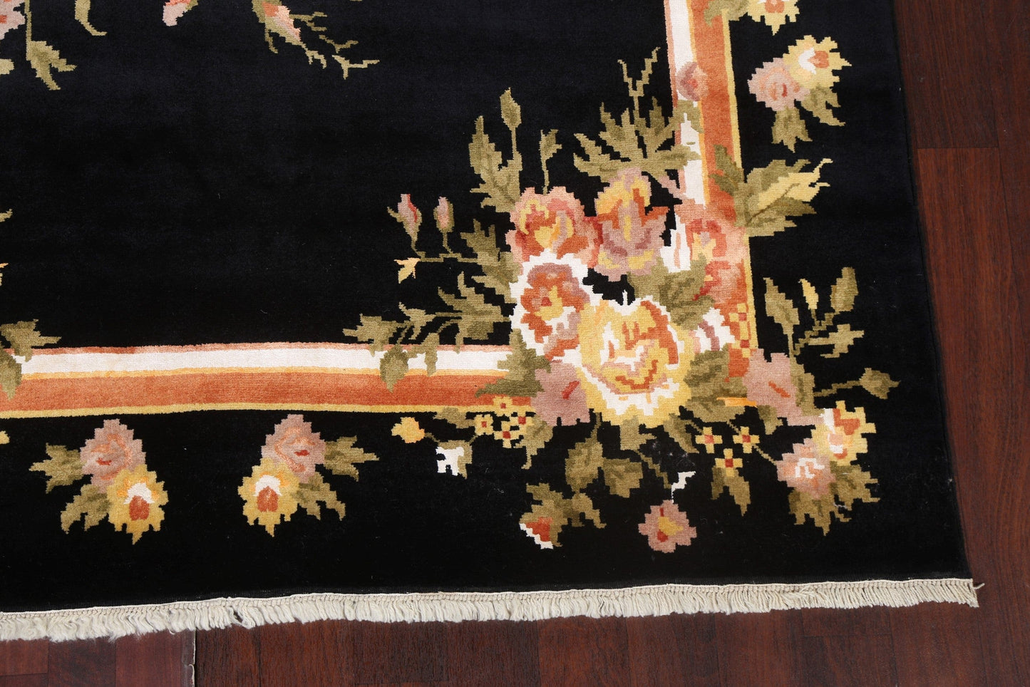 Vegetable Dye Black Aubusson Oriental Area Rug 7x10