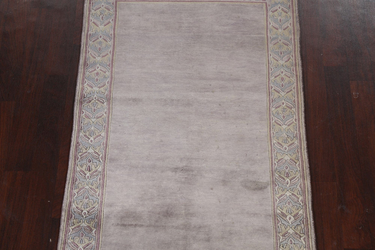 Gray Bordered Nepalese Oriental Area Rug 4x6