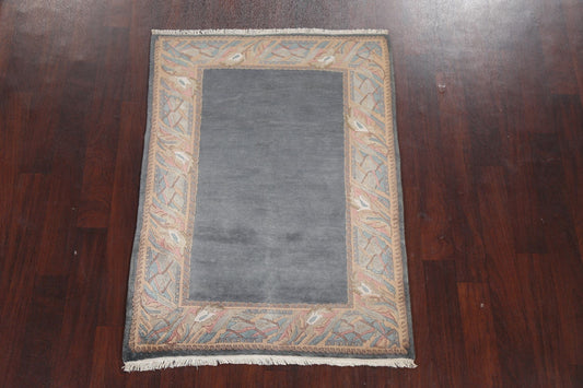 Handmade Gray Nepalese Oriental Area Rug 4x5