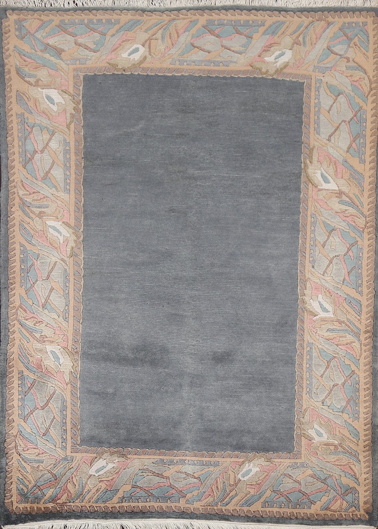 Handmade Gray Nepalese Oriental Area Rug 4x5