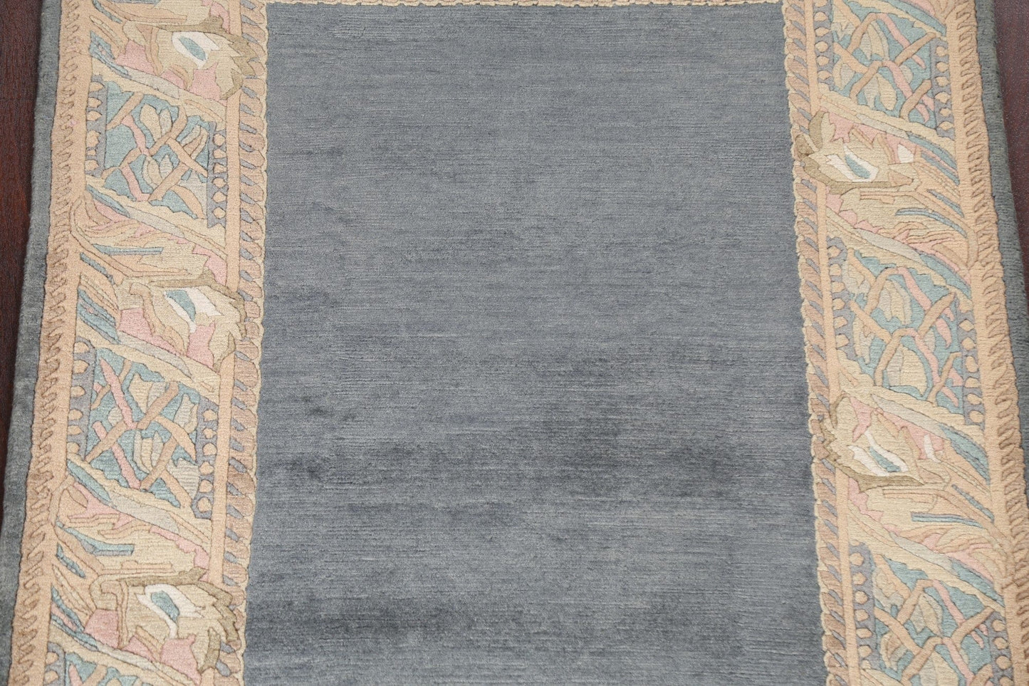 Gray Wool Nepalese Oriental Handmade Rug 4x5