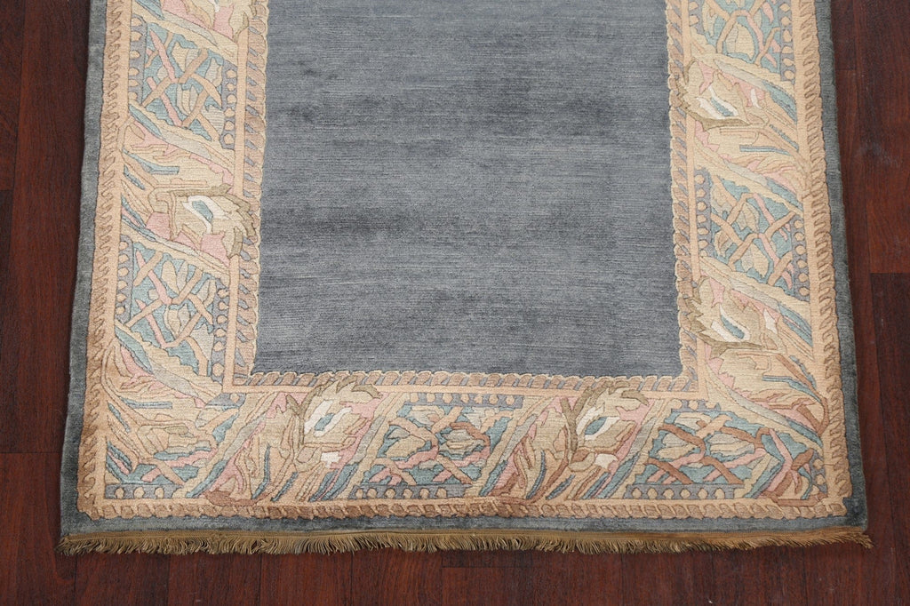 Gray Wool Nepalese Oriental Handmade Rug 4x5