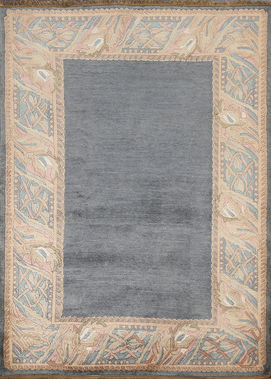 Gray Wool Nepalese Oriental Handmade Rug 4x5