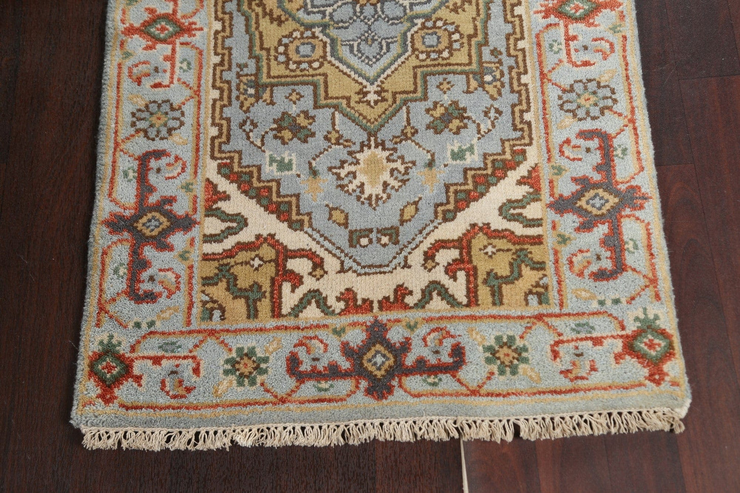 Light Blue Heriz Serapi Oriental Runner Rug 3x8