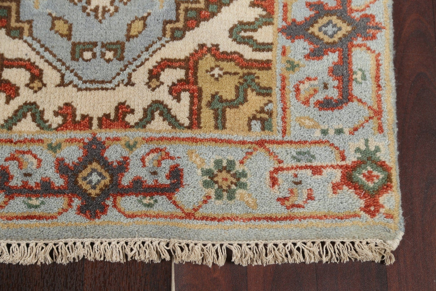 Light Blue Heriz Serapi Oriental Runner Rug 3x8