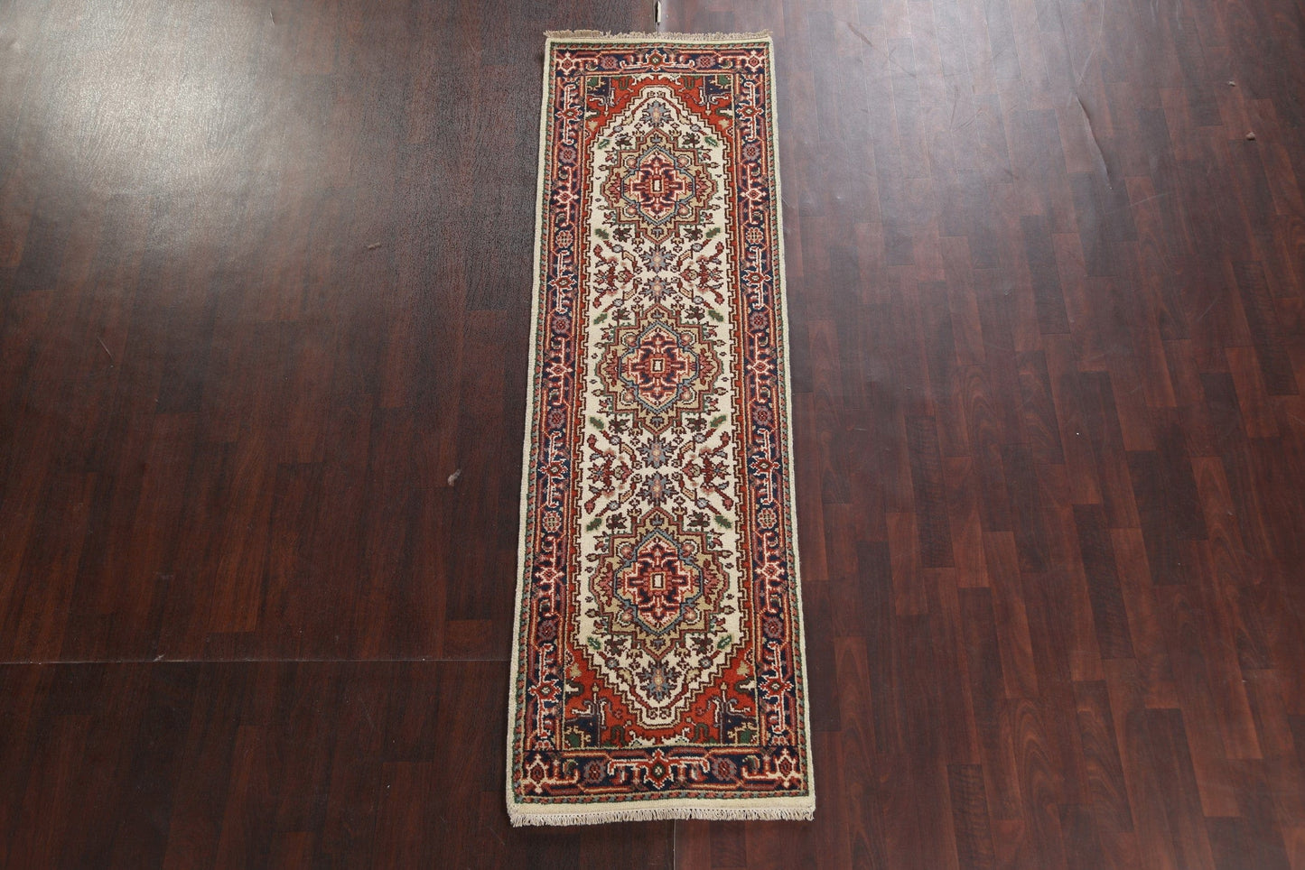 Wool Geometric Heriz Serapi Oriental Runner Rug 3x9