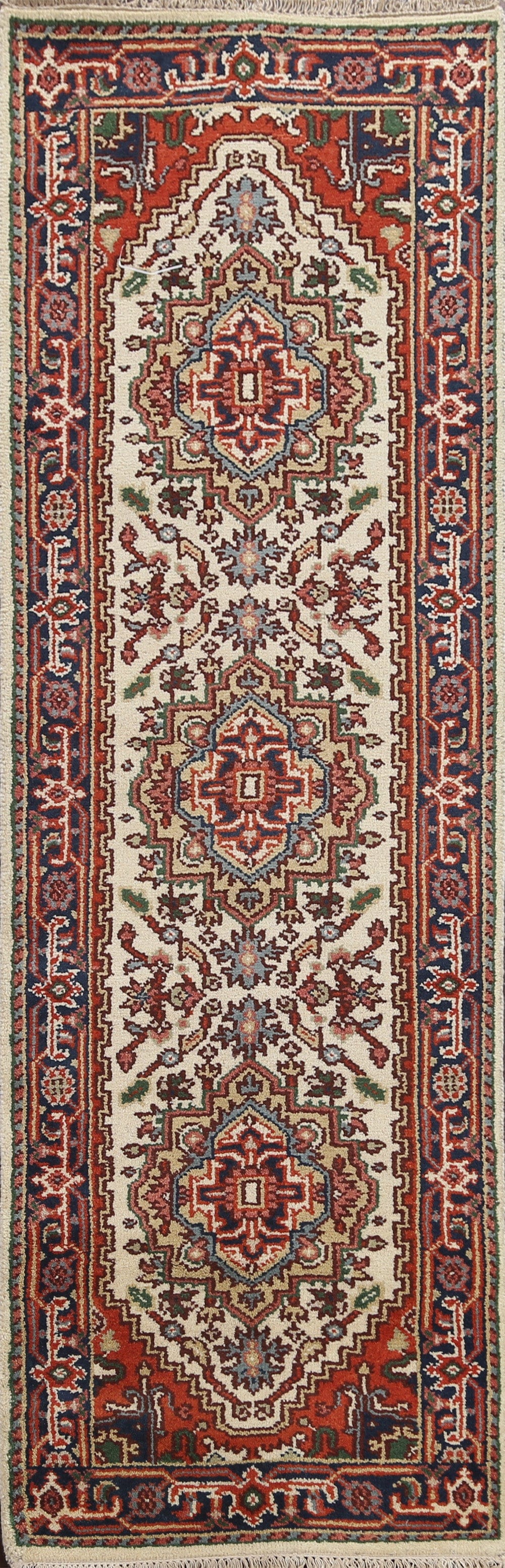 Wool Geometric Heriz Serapi Oriental Runner Rug 3x9