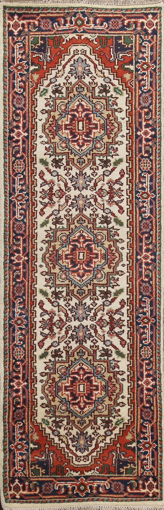 Wool Geometric Heriz Serapi Oriental Runner Rug 3x9