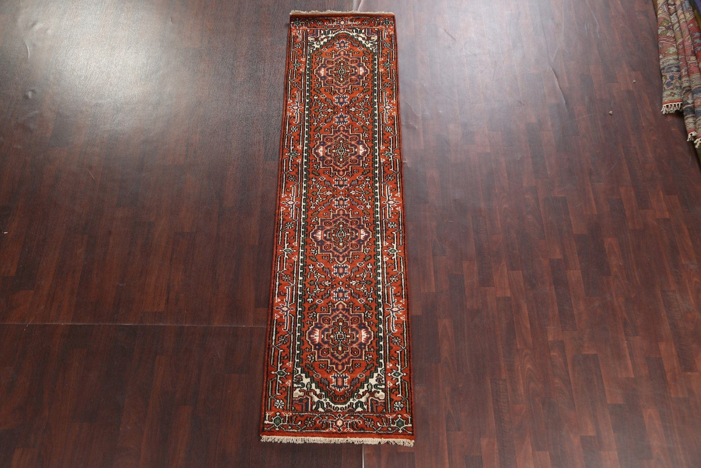 Orange Wool Heriz Serapi Oriental Runner Rug 3x10