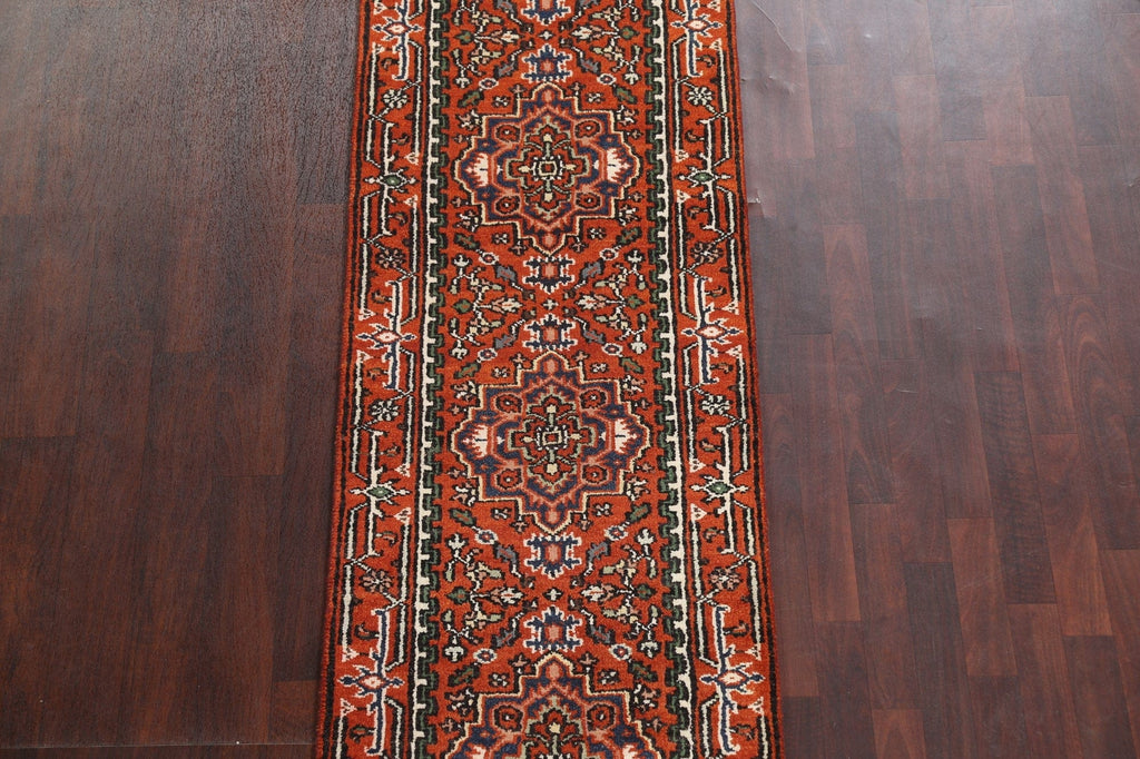 Orange Wool Heriz Serapi Oriental Runner Rug 3x10