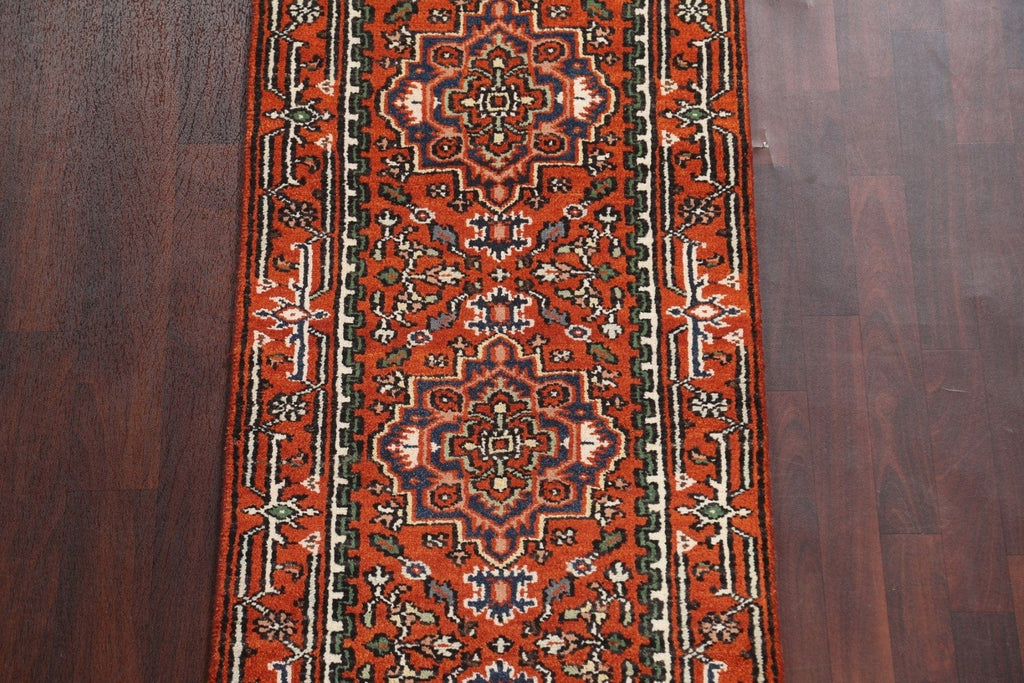 Orange Wool Heriz Serapi Oriental Runner Rug 3x10