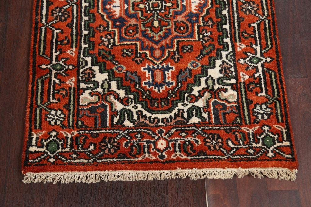 Orange Wool Heriz Serapi Oriental Runner Rug 3x10