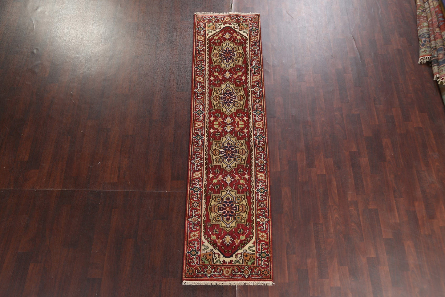 Handmade Red Heriz Serapi Oriental Runner Rug 3x10