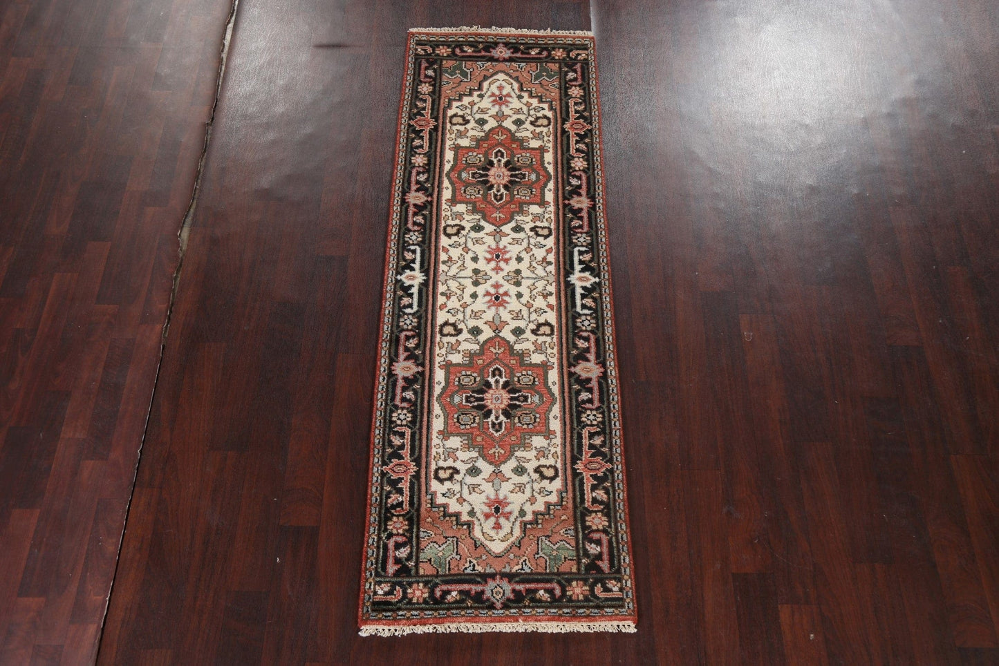 Handmade Wool Heriz Serapi Oriental Runner Rug 3x8