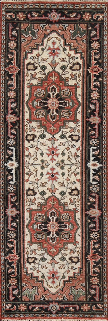 Handmade Wool Heriz Serapi Oriental Runner Rug 3x8