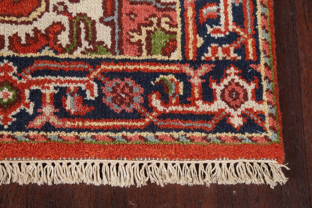 Red Hand-Knotted Heriz Serapi Wool Oriental Rug 3x6