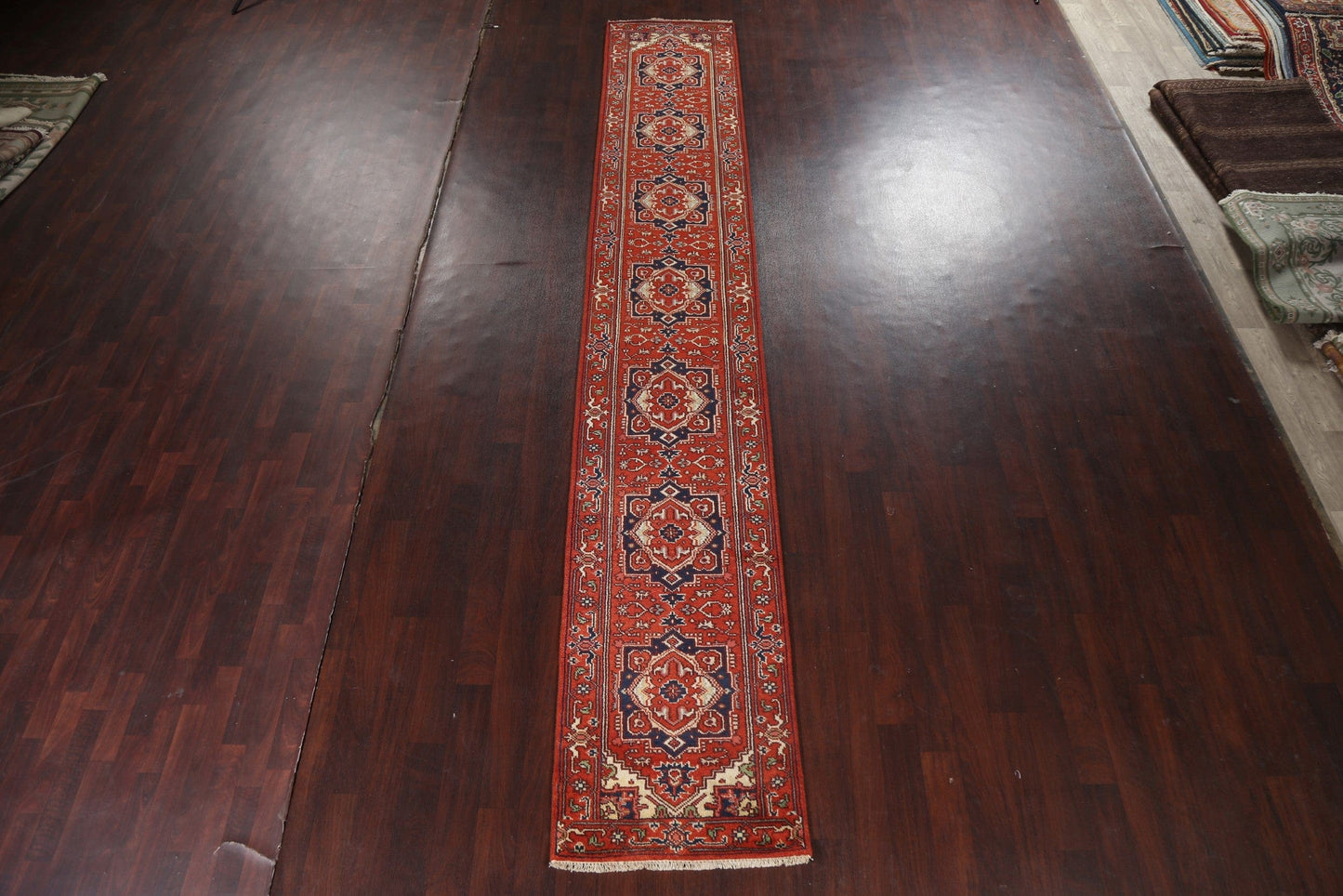 Handmade Wool Heriz Serapi Oriental Runner Rug 3x16