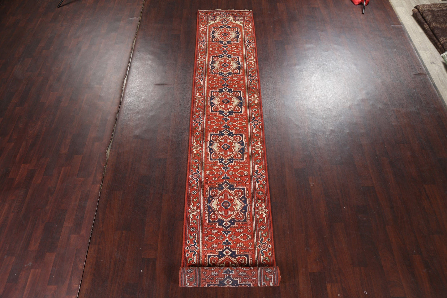 Handmade Wool Heriz Serapi Oriental Runner Rug 3x16