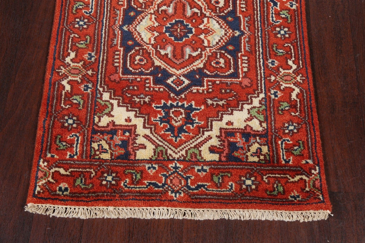 Handmade Wool Heriz Serapi Oriental Runner Rug 3x16