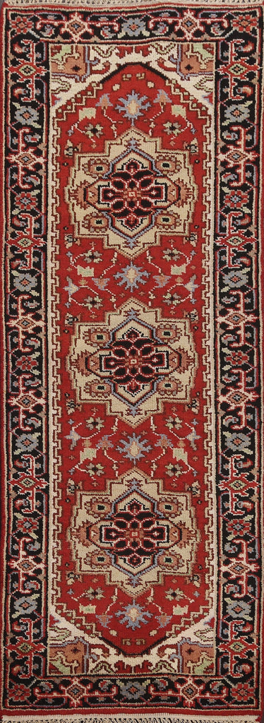 Handmade Heriz Serapi Oriental Runner Rug 3x8