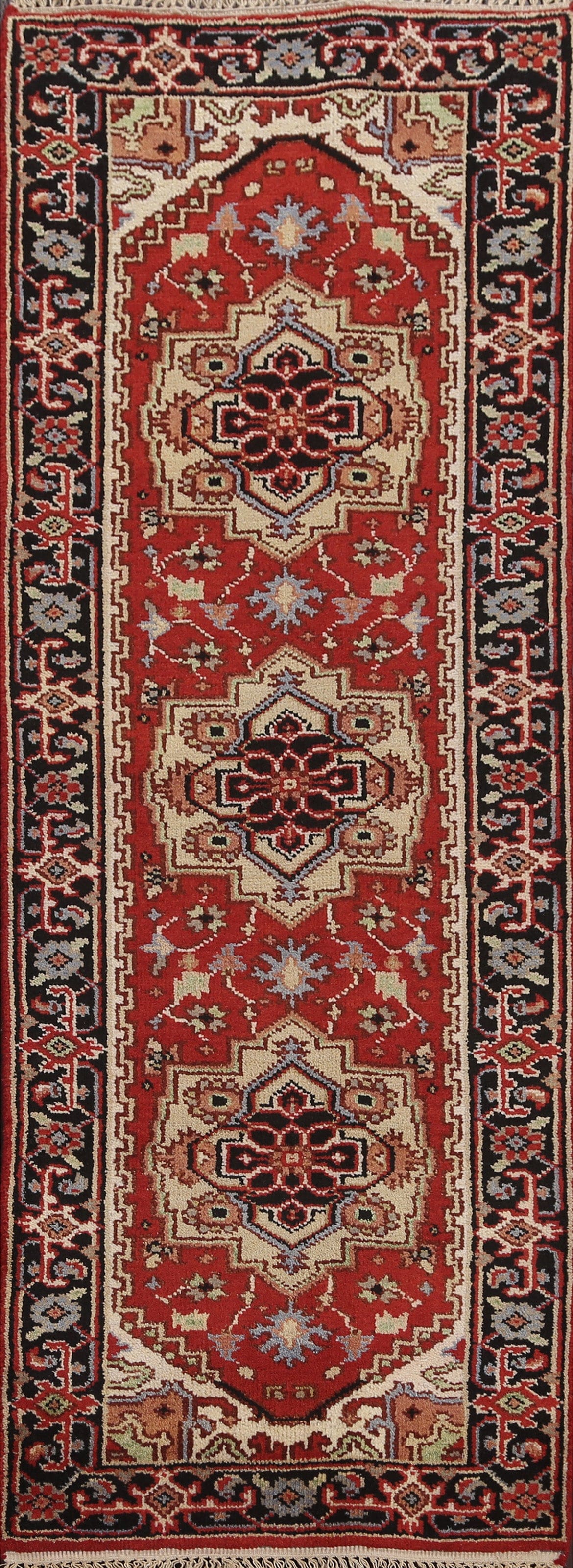 Handmade Heriz Serapi Oriental Runner Rug 3x8