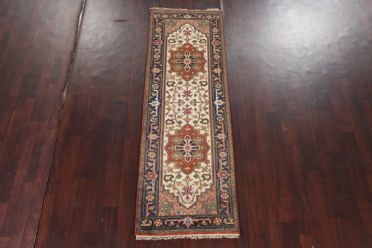 Handmade Wool Heriz Serapi Oriental Runner Rug 3x8