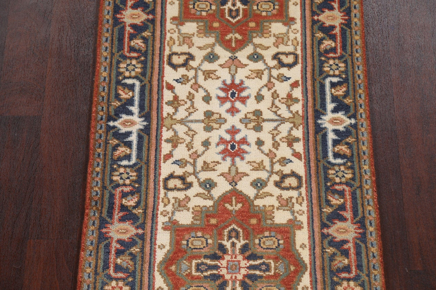 Handmade Wool Heriz Serapi Oriental Runner Rug 3x8