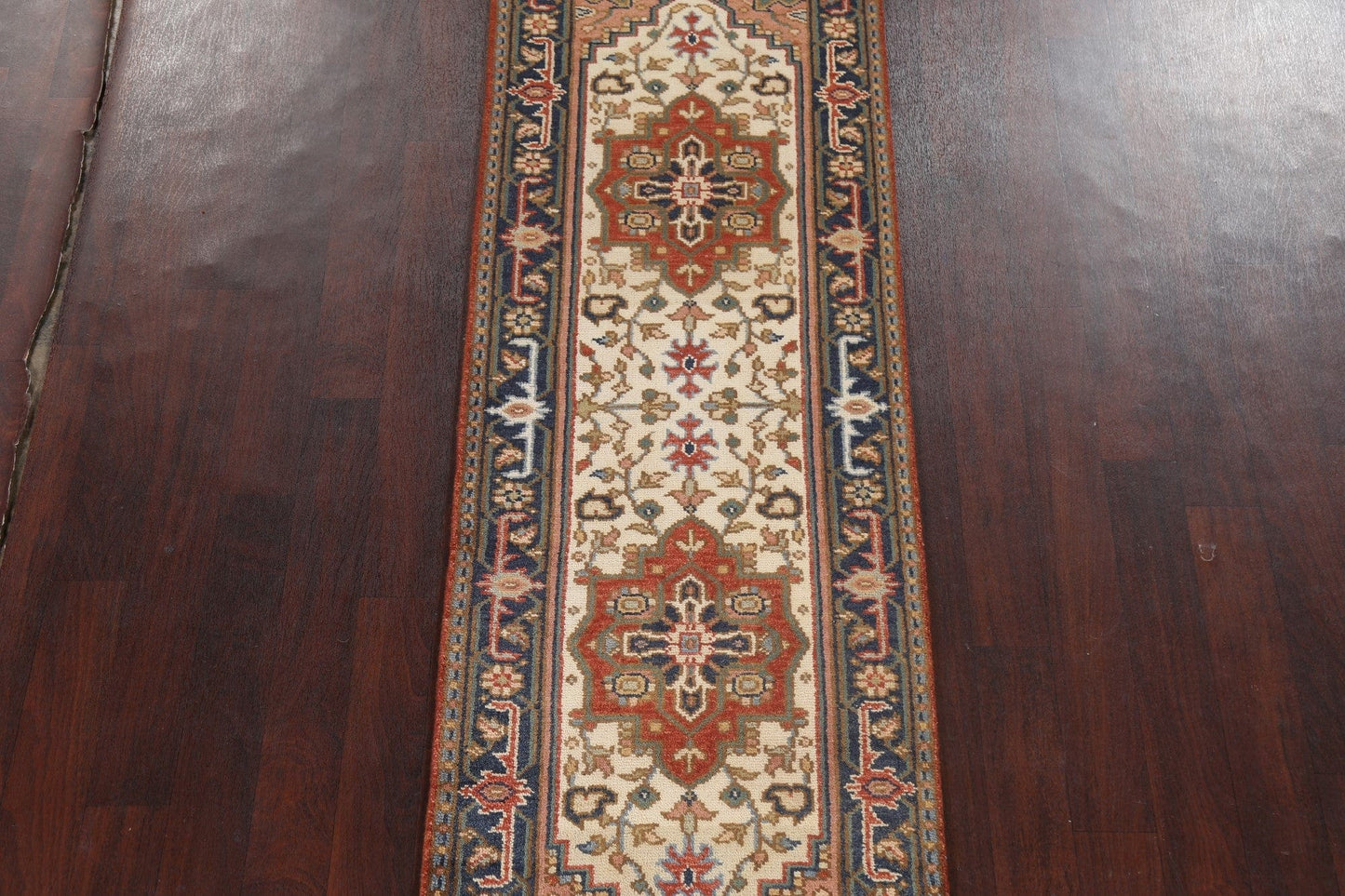 Handmade Wool Heriz Serapi Oriental Runner Rug 3x8