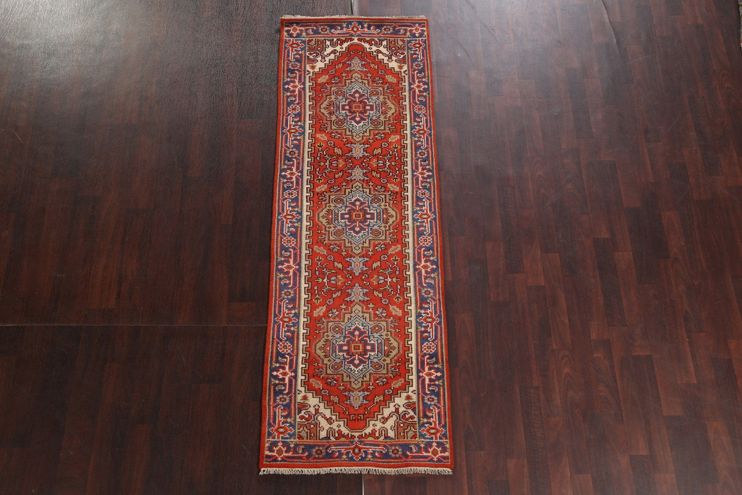 Handmade Heriz Serapi Oriental Runner Rug 3x8