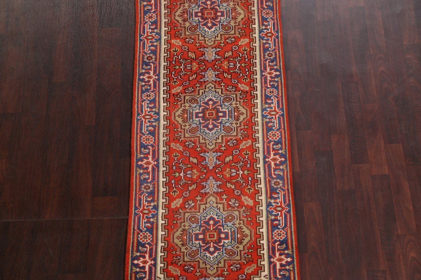 Handmade Heriz Serapi Oriental Runner Rug 3x8