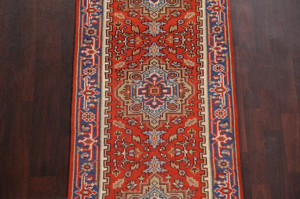 Handmade Heriz Serapi Oriental Runner Rug 3x8