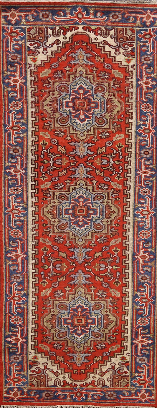 Handmade Heriz Serapi Oriental Runner Rug 3x8