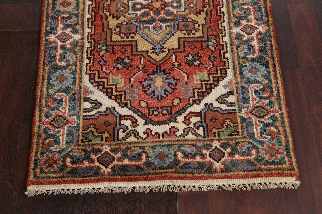 Wool Handmade Heriz Serapi Oriental Runner Rug 3x8